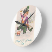  Happy St Patricks Day Shamrock Champagne Ronde Klok (Hoek)