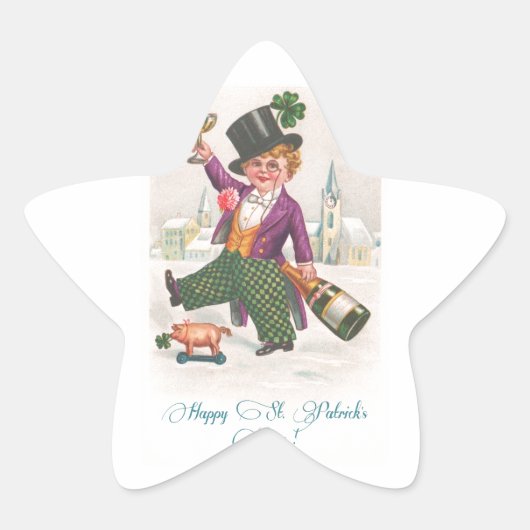  Happy St Patricks Day Shamrock Champagne Ster Sticker (Voorkant)