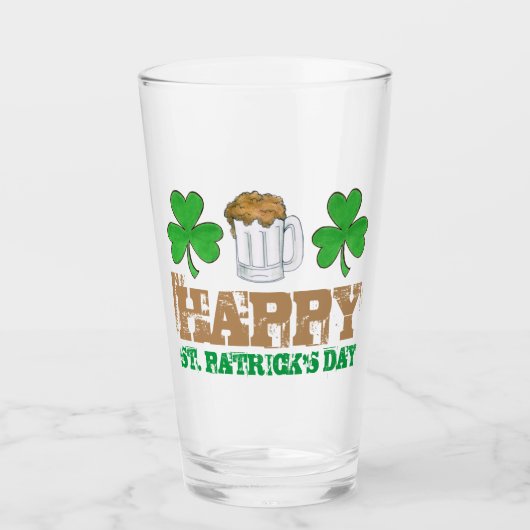 Happy St. Patrick's Day Shamrock Clover Beer Glas (Voorkant)