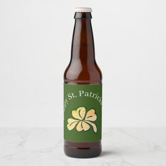 Happy St. Patrick's Day Shamrock Clover Bier Etiket (Voorkant)