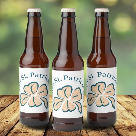 Happy St. Patrick's Day Shamrock Clover Bier Etiket