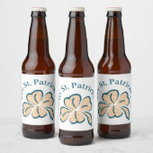 Happy St. Patrick's Day Shamrock Clover Bier Etiket (Flessen)