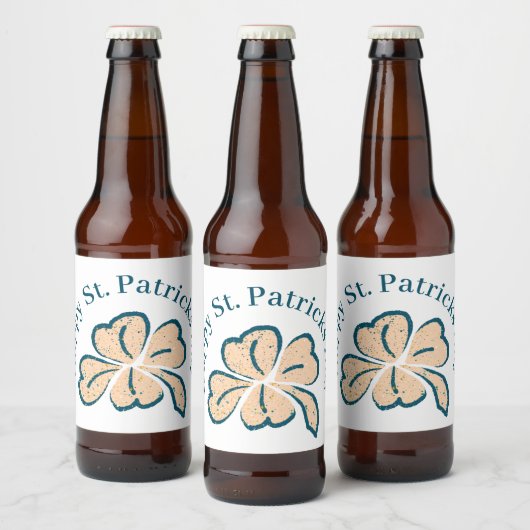 Happy St. Patrick's Day Shamrock Clover Bier Etiket (Flessen)