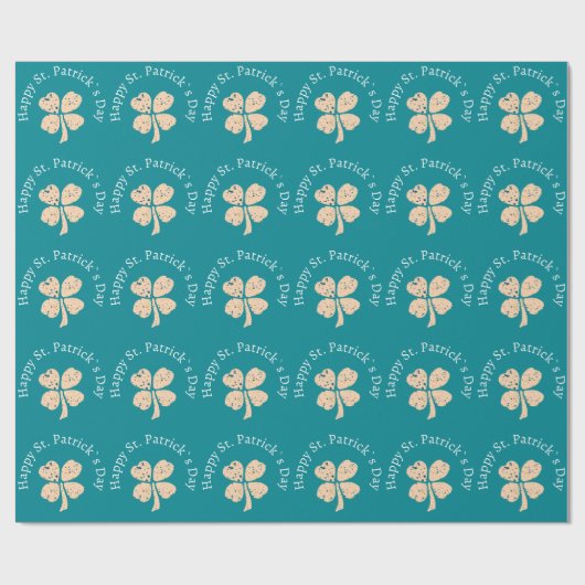 Happy St. Patrick's Day Shamrock Clover Cadeaupapier (Vlak)