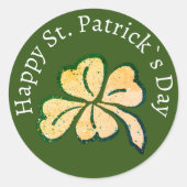 Happy St. Patrick's Day Shamrock Clover Green Ronde Sticker (Voorkant)