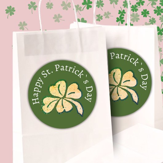 Happy St. Patrick's Day Shamrock Clover Green Ronde Sticker