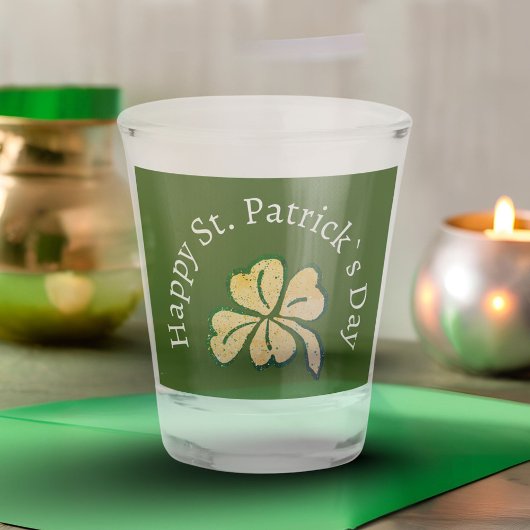 Happy St. Patrick's Day Shamrock Clover Green Shot Glas