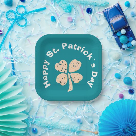 Happy St. Patrick's Day Shamrock Clover Papieren Bordje (Feest)