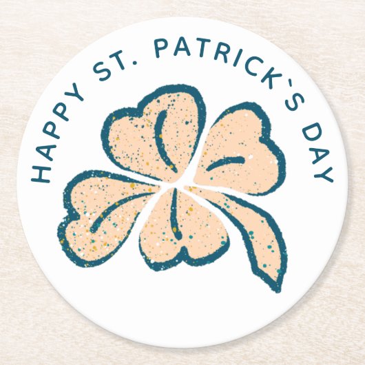 Happy St. Patrick's Day Shamrock Clover Ronde Kartonnen Onderzetter (Voorkant)