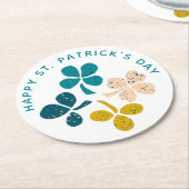 Happy St. Patrick's Day Shamrock Clover Ronde Kartonnen Onderzetter (Gebogen)