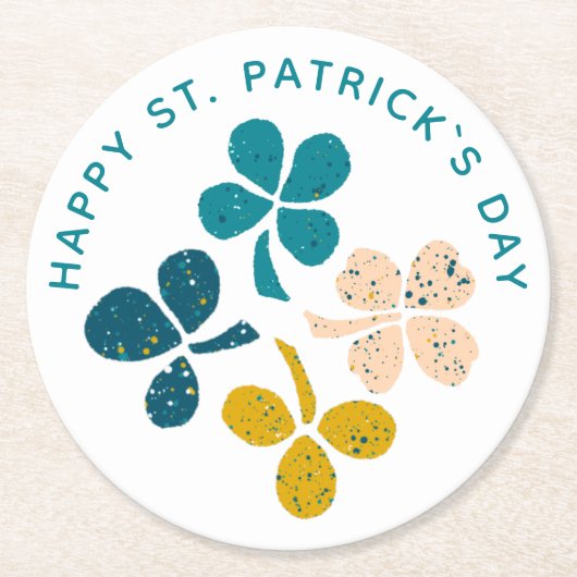 Happy St. Patrick's Day Shamrock Clover Ronde Kartonnen Onderzetter (Voorkant)
