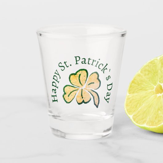 Happy St. Patrick's Day Shamrock Clover Shot Glas (Voorkant)