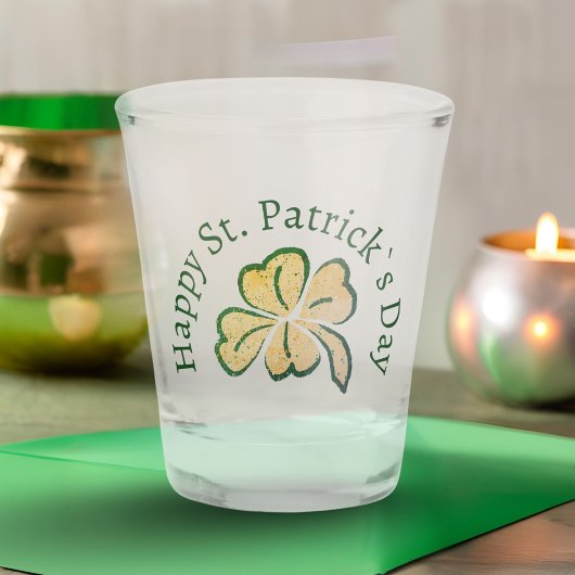 Happy St. Patrick's Day Shamrock Clover Shot Glas