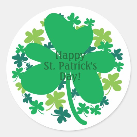 Happy St. Patrick's Day Shamrock Clover Stickers (Voorkant)