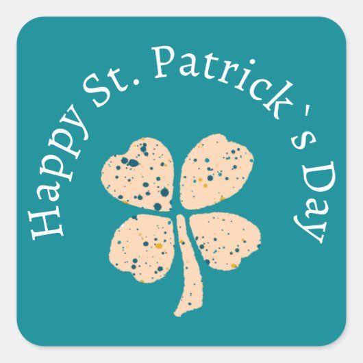 Happy St. Patrick's Day Shamrock Clover Vierkante Sticker (Voorkant)