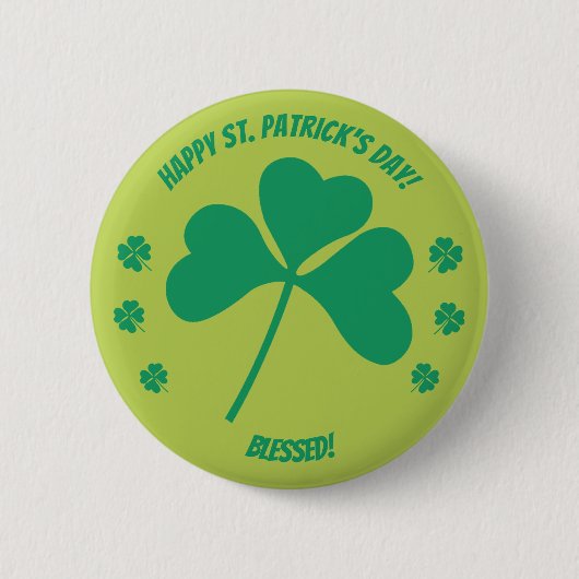 Happy St. Patrick's Day Shamrock en Blessed but Ronde Button 5,7 Cm (Voorkant)