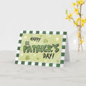 Happy St. Patrick's Day - Shamrock en Gingham Kaart (Gele Bloem)