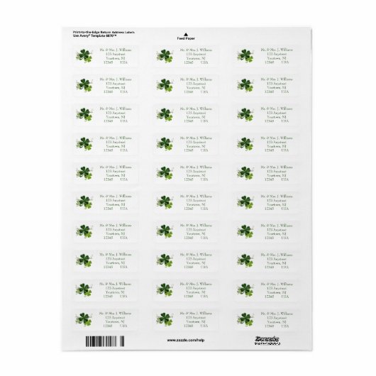 Happy St. Patrick's Day Shamrock  Etiket (Full Sheet)