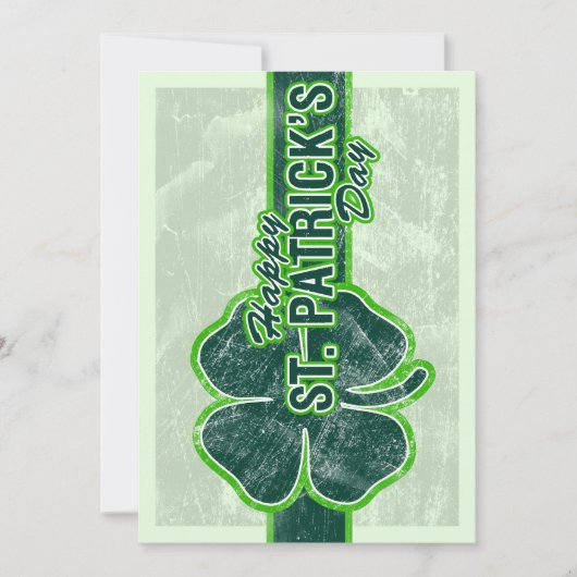Happy St. Patrick's Day Shamrock Grunge Invitation Kaart (Voorkant)