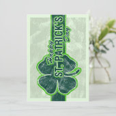 Happy St. Patrick's Day Shamrock Grunge Invitation Kaart (Staand voorkant)