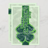 Happy St. Patrick's Day Shamrock Grunge Invitation Kaart (Voorkant / Achterkant)