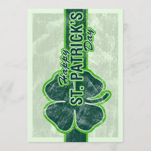 Happy St. Patrick's Day Shamrock Grunge Invitation Kaart