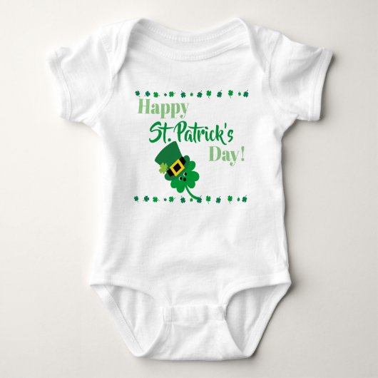 Happy St Patricks Day Shamrock Holiday Romper (Voorkant)