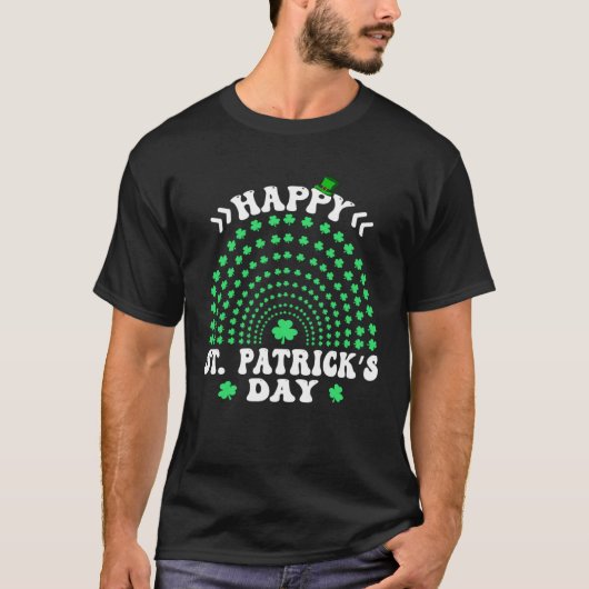 Happy St Patricks Day Shamrock Irish Rainbow Leopa T-shirt (Voorkant)