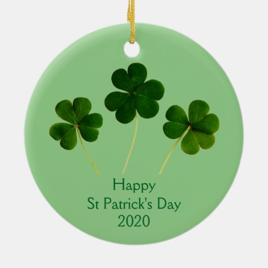 Happy St Patrick's Day Shamrock Leaf Green 2020 Keramisch Ornament (Achterkant)