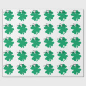 Happy St Patrick's Day Shamrock Leaf Green White Cadeaupapier (Vlak)