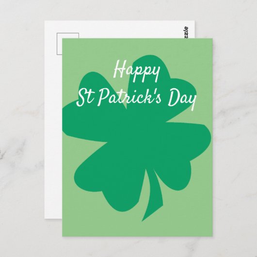 Happy St Patrick's Day Shamrock Leaf Irish Custom Briefkaart (Voorkant / Achterkant)