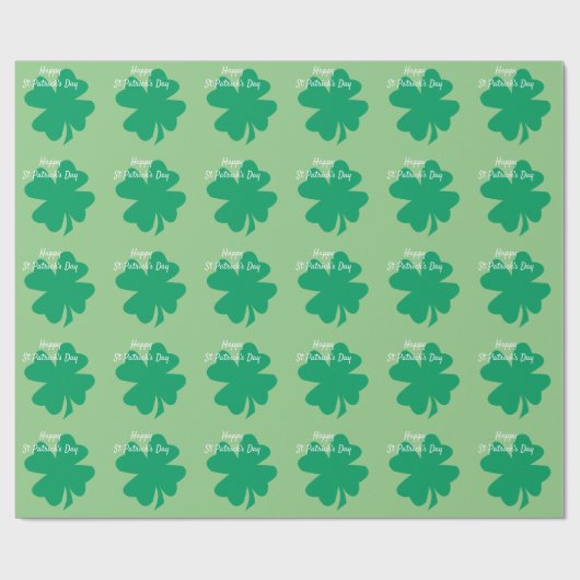 Happy St Patrick's Day Shamrock Leaf Irish Custom Cadeaupapier (Vlak)