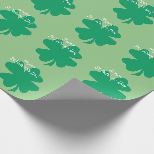 Happy St Patrick's Day Shamrock Leaf Irish Custom Cadeaupapier (Hoek)
