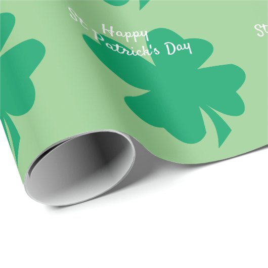 Happy St Patrick's Day Shamrock Leaf Irish Custom Cadeaupapier (Rol Hoek)