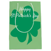 Happy St Patrick's Day Shamrock Leaf Irish Custom Medium Cadeauzakje (Voorkant)