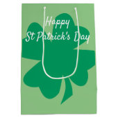 Happy St Patrick's Day Shamrock Leaf Irish Custom Medium Cadeauzakje (Achterkant)