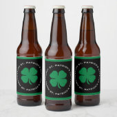Happy St. Patrick's Day Shamrock Lucky Charm Bier Etiket (Flessen)