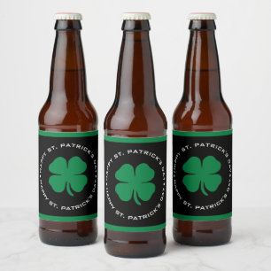Happy St. Patrick's Day Shamrock Lucky Charm Bier Etiket