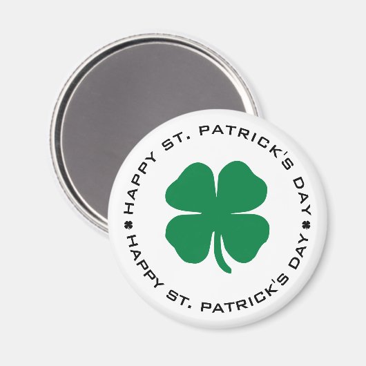 Happy St. Patrick's Day Shamrock Lucky Charm Magneet (Voorkant / Achterkant)