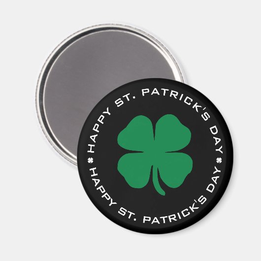 Happy St. Patrick's Day Shamrock Lucky Charm Magneet (Voorkant / Achterkant)