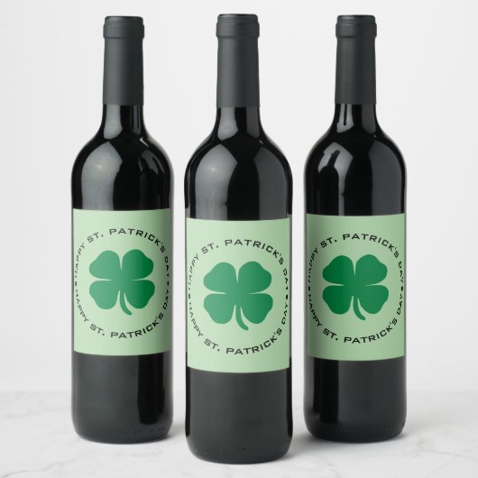 Happy St. Patrick's Day Shamrock Lucky Charm Wijn Etiket (Flessen)