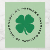 Happy St. Patrick's Day Shamrock Lucky Charm Wijn Etiket (Enkel label)