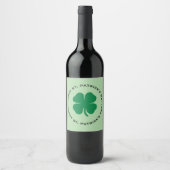 Happy St. Patrick's Day Shamrock Lucky Charm Wijn Etiket (Voorkant)