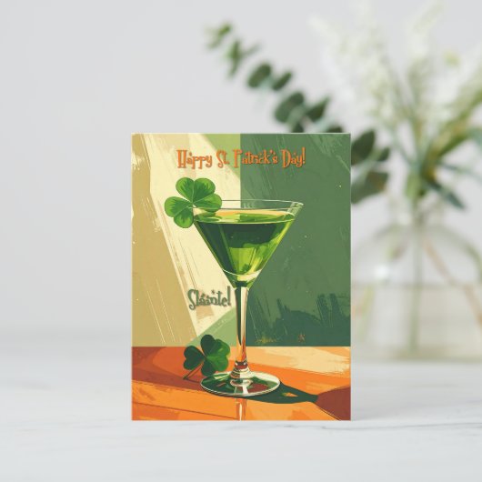 Happy St. Patrick's Day Shamrock Martini  Briefkaart (Staand voorkant)
