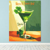 Happy St. Patrick's Day Shamrock Martini  Canvas Afdruk (Insitu (Houten vloer))