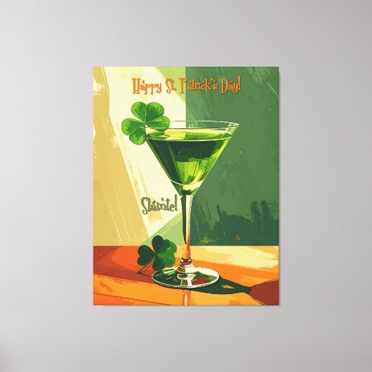 Happy St. Patrick's Day Shamrock Martini  Canvas Afdruk (Voorkant)
