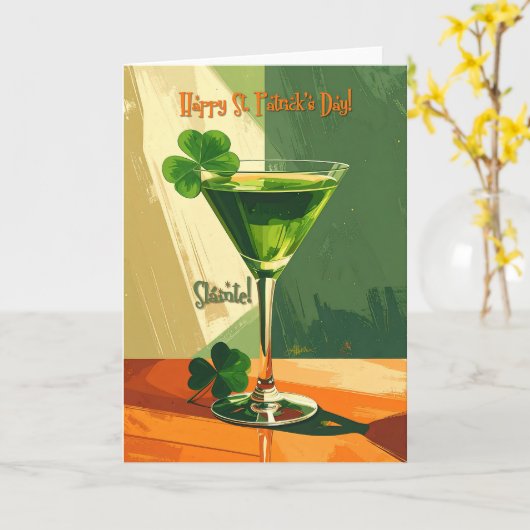 Happy St. Patrick's Day Shamrock Martini  Kaart (Gele Bloem)