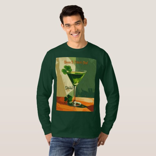 Happy St. Patrick's Day Shamrock Martini  T-shirt (Voorkant volledig)