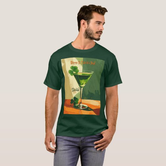Happy St. Patrick's Day Shamrock Martini T-shirt (Voorkant volledig)