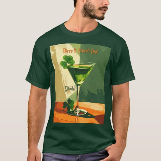 Happy St. Patrick's Day Shamrock Martini  T-shirt (Voorkant)